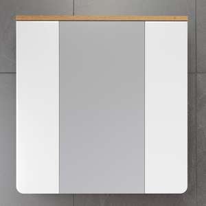 Ciara White Gloss Mirrored Bathroom Cabinet In Artisan Oak