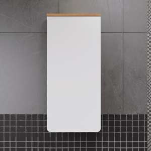 Ciara White Gloss Wall Bathroom Storage Cabinet In Artisan Oak