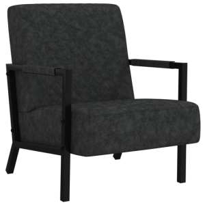 Cielo Faux Leather Armchair In Black With Black Metal Frame