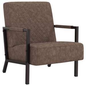Cielo Faux Leather Armchair In Dark Brown With Black Frame