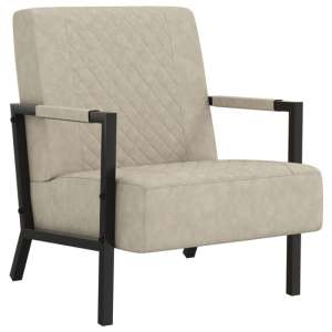 Cielo Faux Leather Armchair In Light Grey With Black Frame