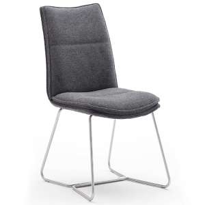 Ciko Fabric Dining Chair In Anthracite With Brushed Legs