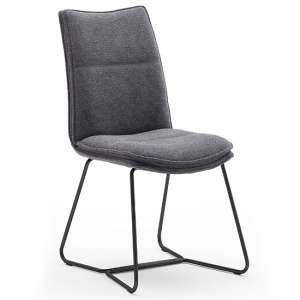 Ciko Fabric Dining Chair In Anthracite With Matt Black Legs