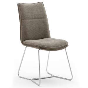 Ciko Fabric Dining Chair In Cappuccino With Brushed Legs