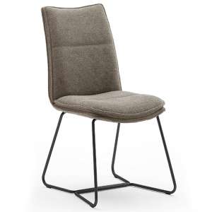 Ciko Fabric Dining Chair In Cappuccino With Matt Black Legs