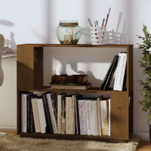 Ciniod Pinewood Bookcase And Room Divider In Honey Brown