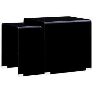Ciqala Glass Nest Of 2 Tables In Black