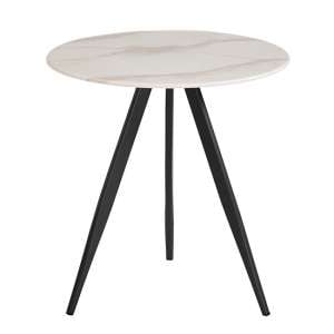 Circa Round Glass Lamp Table In White Marble Effect
