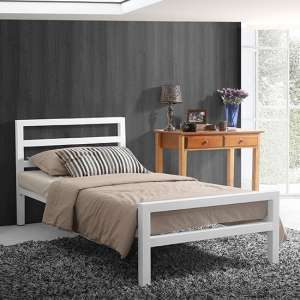 City Block Metal Vintage Style Single Bed In White