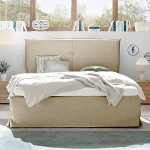 Civic Faux Leather King Size Bed In Tobacco Effect