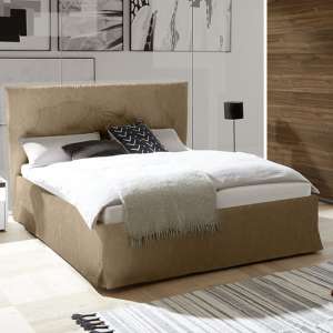 Civico Faux Leather King Size Bed In Tobacco Effect