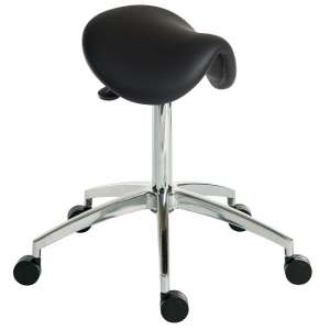 Clack Contemporary Stool In Black PU With Castors