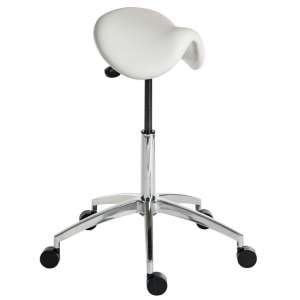 Clack Contemporary Stool In White PU With Castors