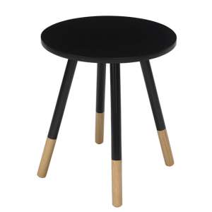 Clacton Round Wooden Side Table In Black