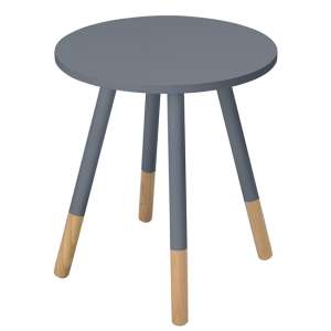 Clacton Round Wooden Side Table In Grey