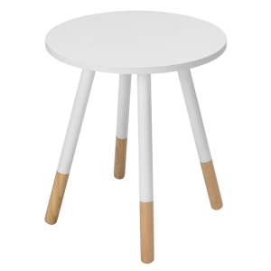 Clacton Round Wooden Side Table In White