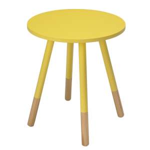 Clacton Round Wooden Side Table In Yellow