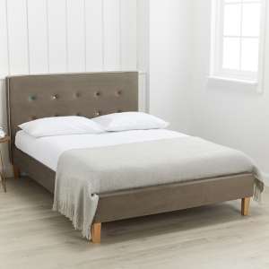 Clapton Velour Fabric Double Bed In Grey