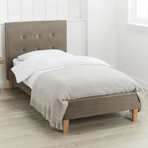 Clapton Velour Fabric Single Bed In Grey