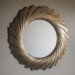 Claremont Contemporary Round Wall Mirror In Gold Verdigree