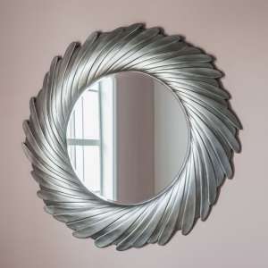 Claremont Contemporary Round Wall Mirror In Silver