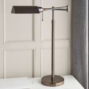 Clarendon Task Table Lamp In Deep Antique Patina