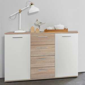 Clarion Sideboard In Wild Oak Effect And White With 2 Doors