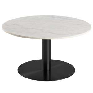 Clarkston Marble Coffee Table In Guangxi White With Black Base