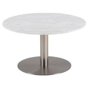 Clarkston Marble Coffee Table In Guangxi White With Chrome Base