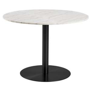 Clarkston Marble Dining Table In Guangxi White With Black Base