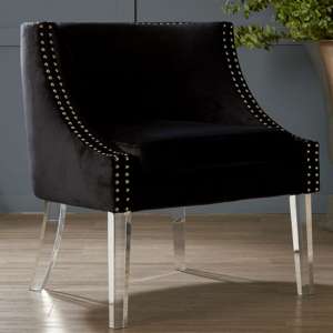 Clarox Curved Fabric Accent Chair In Black