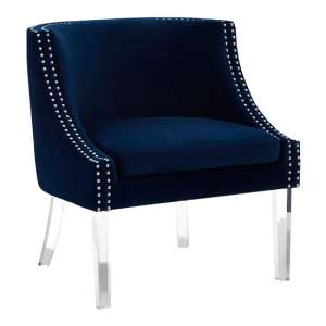 Clarox Curved Fabric Accent Chair In Blue