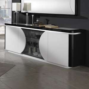 Clarus Sideboard In White And Black Gloss Lacquer With LED