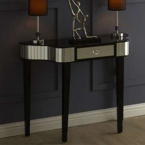Clavona Mirrored Glass Console Table In Clear And Black