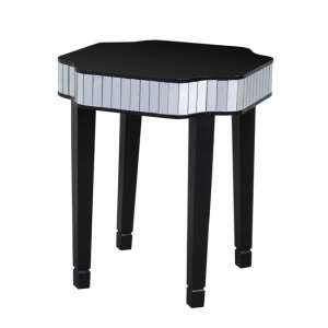 Clavona Mirrored Glass Side Table In Clear And Black