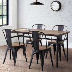Caelum Wooden Dining Table In Mocha Elm With 4 Gael Chairs