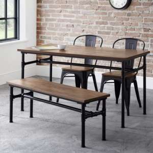 Caelum Elm Dining Table With Bench And 2 Gael Chairs