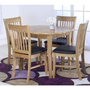 Clesion Extending Dining Table In Natural With 4 Chairs