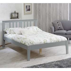 Cloven Wooden Double Bed In Grey