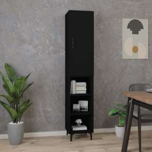 Clovis Wooden Highboard With 1 Door In Black
