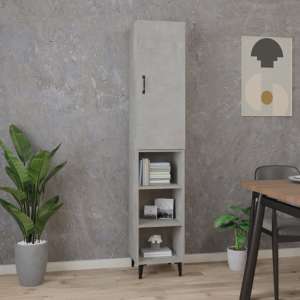 Clovis Wooden Highboard With 1 Door In Concrete Effect