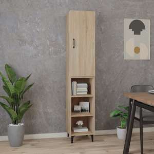 Clovis Wooden Highboard With 1 Door In Sonoma Oak