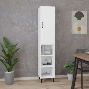Clovis Wooden Highboard With 1 Door In White