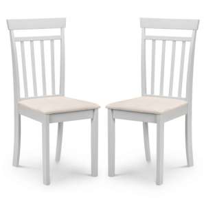 Calista Grey Wooden Dining Chairs With Ivory Seat In Pair