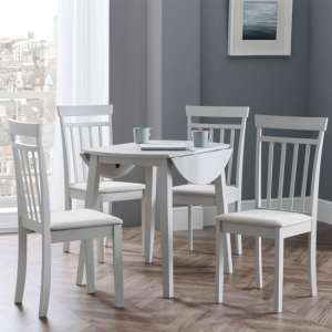 Calista Round Drop-Leaf Dining Table In Grey With 4 Chairs