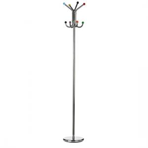 Floor Standing Coat Stand In Chrome With Multicolour Balls Hooks