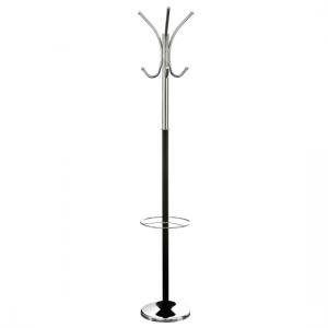 Modern Floor Standing Coat And Hat Stand In Black and Chrome