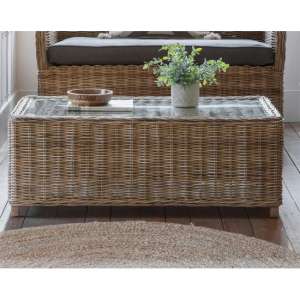 Cobman Clear Glass Top Coffee Table In Natural