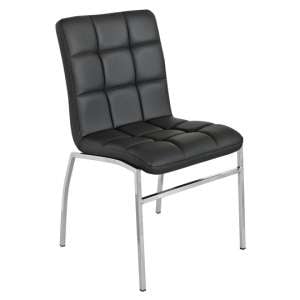 Coco Faux Leather Dining Chair In Black With Chrome Legs
