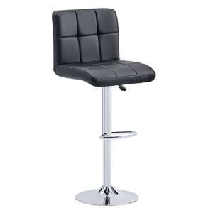 Coco Faux Leather Bar Stool In Black With Chrome Base